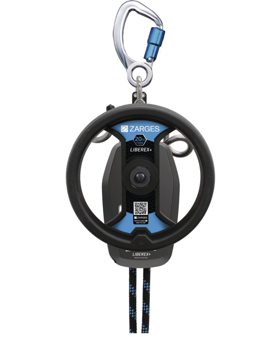 Das Abseil- und Rettungsgerät Liberex+ mit integrierter Hubfunktion ist speziell für professionelle Rettungseinsätze konzipiert und überzeugt durch seine hohe Tragfähigkeit, ein robustes Design und ein automatisches Bremssystem.
